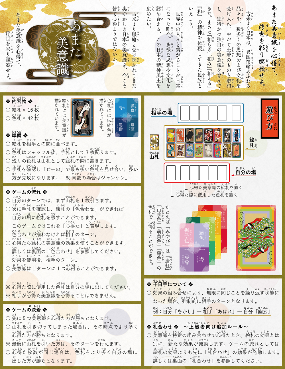 あまた美意識 日本の美意識心得カードゲーム 説明書